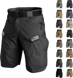 Tactical Cargo Shorts for Men Stretch Waist Waterproof Relaxed Fit Work Shorts Lightweight Hiking Short with Pockets
