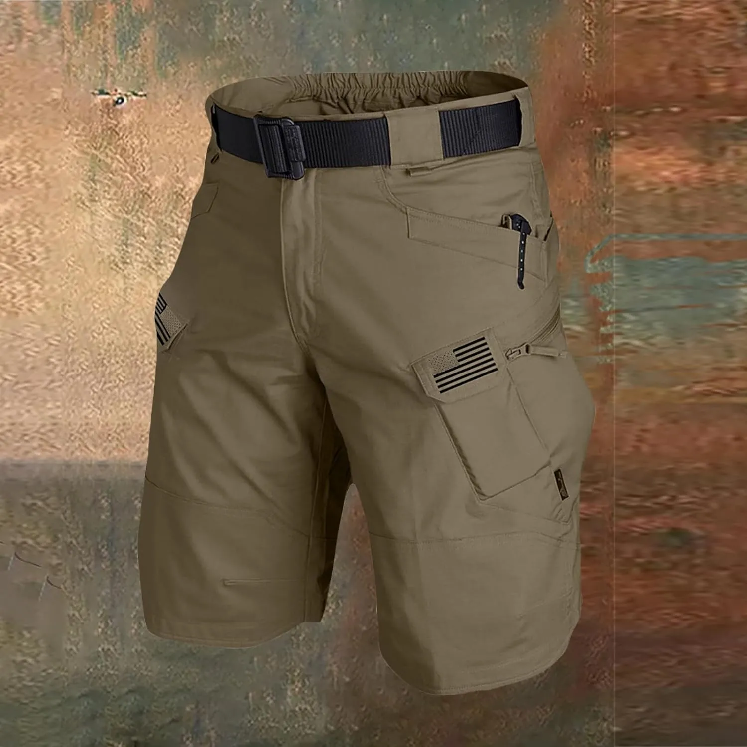 Tactical Cargo Shorts for Men Stretch Waist Waterproof Relaxed Fit Work Shorts Lightweight Hiking Short with Pockets