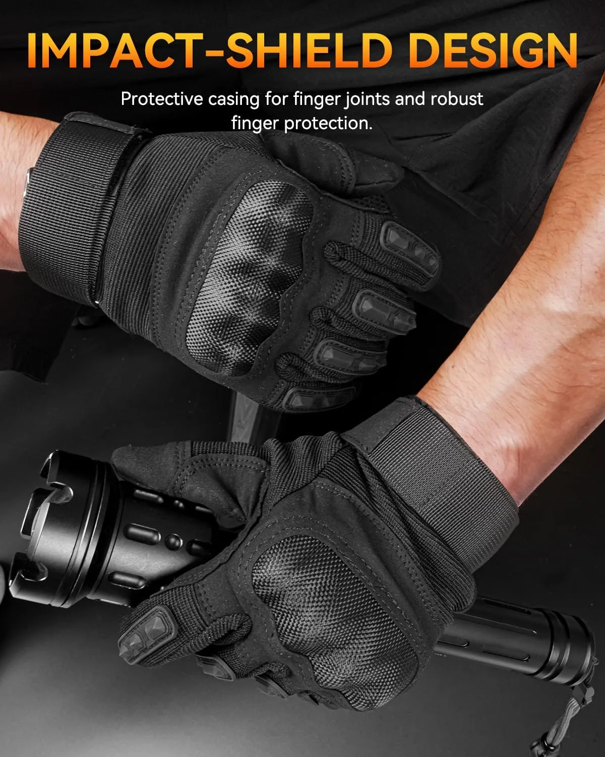 Tactical Gloves for Men and Women, Motorcycle Gloves Black Touchscreen with Hard Shell for Airsoft, Paintball, Motocross, Hunting, Shooting, Camping, ATV Riding, Outdoor Sports, Work