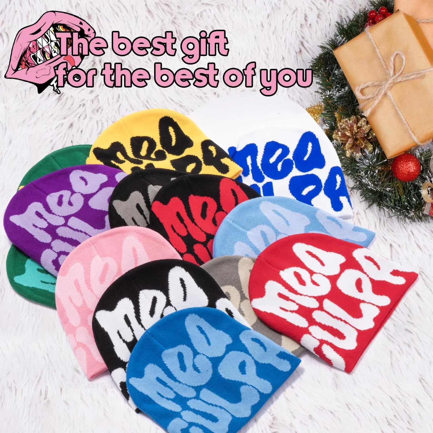 TaowaveWomen Beanie Y2k Hat,MEA Culpa Graphic Beanies Designs,Winter Hat Knit Skull Cap