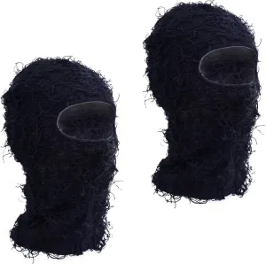 TFTSR 2 Pack Distressed Balaclava Ski Mask for Men,Shiesty Yeat Knitted Face Mask for Cold Weather,Women Winter Full Covering