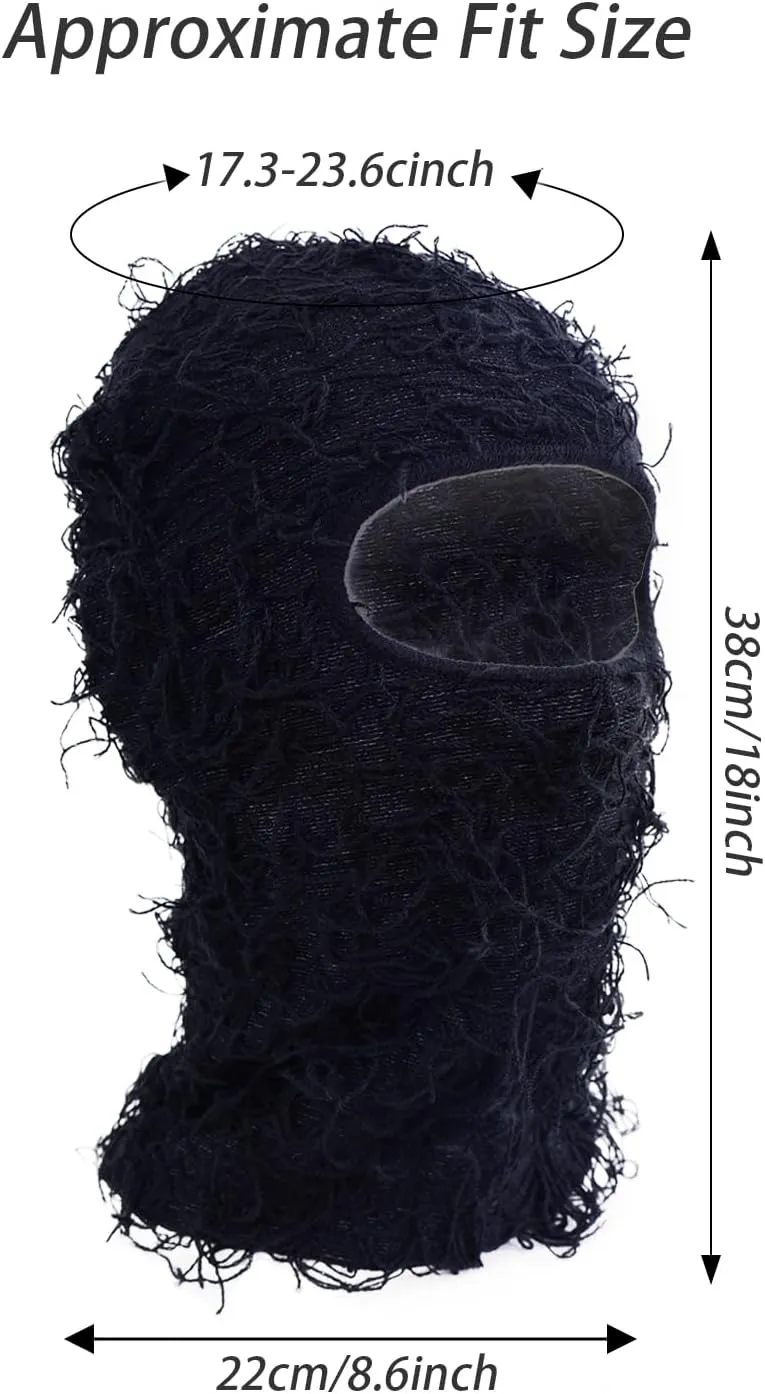 TFTSR 2 Pack Distressed Balaclava Ski Mask for Men,Shiesty Yeat Knitted Face Mask for Cold Weather,Women Winter Full Covering
