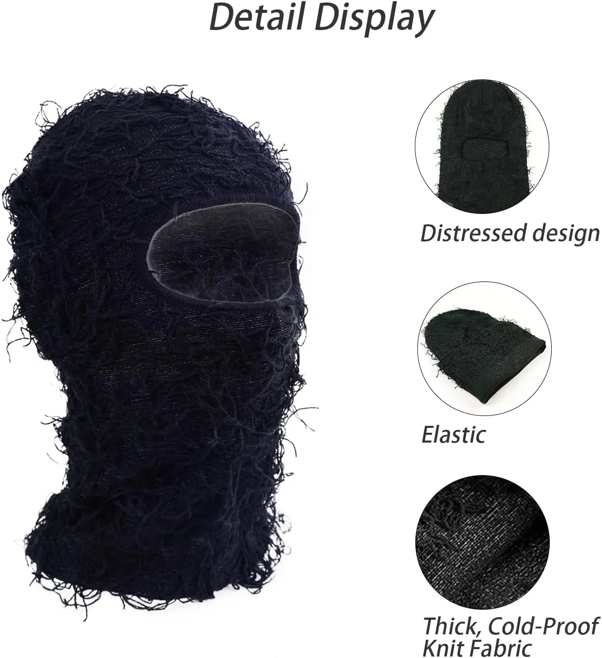 TFTSR 2 Pack Distressed Balaclava Ski Mask for Men,Shiesty Yeat Knitted Face Mask for Cold Weather,Women Winter Full Covering