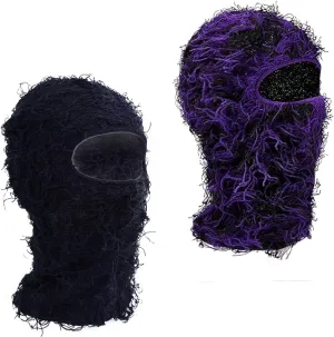 TFTSR 2 Pack Distressed Balaclava Ski Mask for Men,Shiesty Yeat Knitted Face Mask for Cold Weather,Women Winter Full Covering
