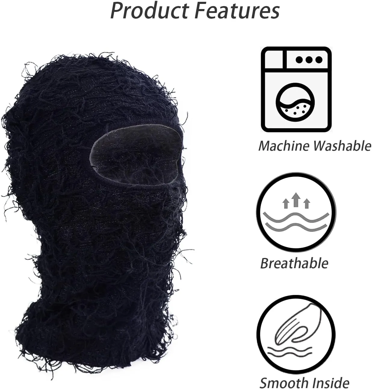 TFTSR 2 Pack Distressed Balaclava Ski Mask for Men,Shiesty Yeat Knitted Face Mask for Cold Weather,Women Winter Full Covering
