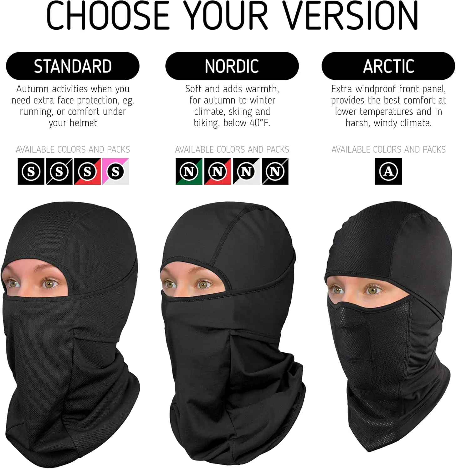 The Friendly Swede Balaclava Face Mask Men, Black Ski Mask for Men, Ski Mask for Women (Standard/Nordic/Arctic)