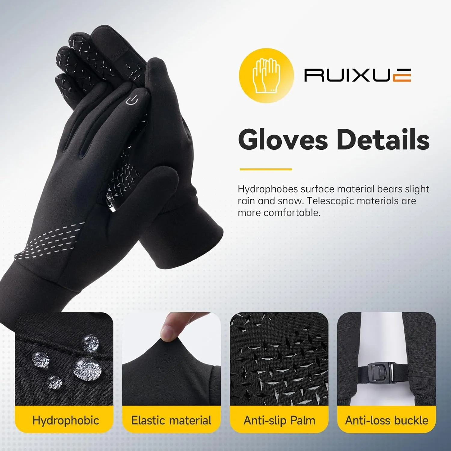 Thermal Gloves for Men & Women - Windproof, Anti-Slip, Lightweight, Warm, Soft, Stretchy, Touch Screen, Splash-Proof Snow Gloves for Driving, Riding, Cycling, Hiking, Walking