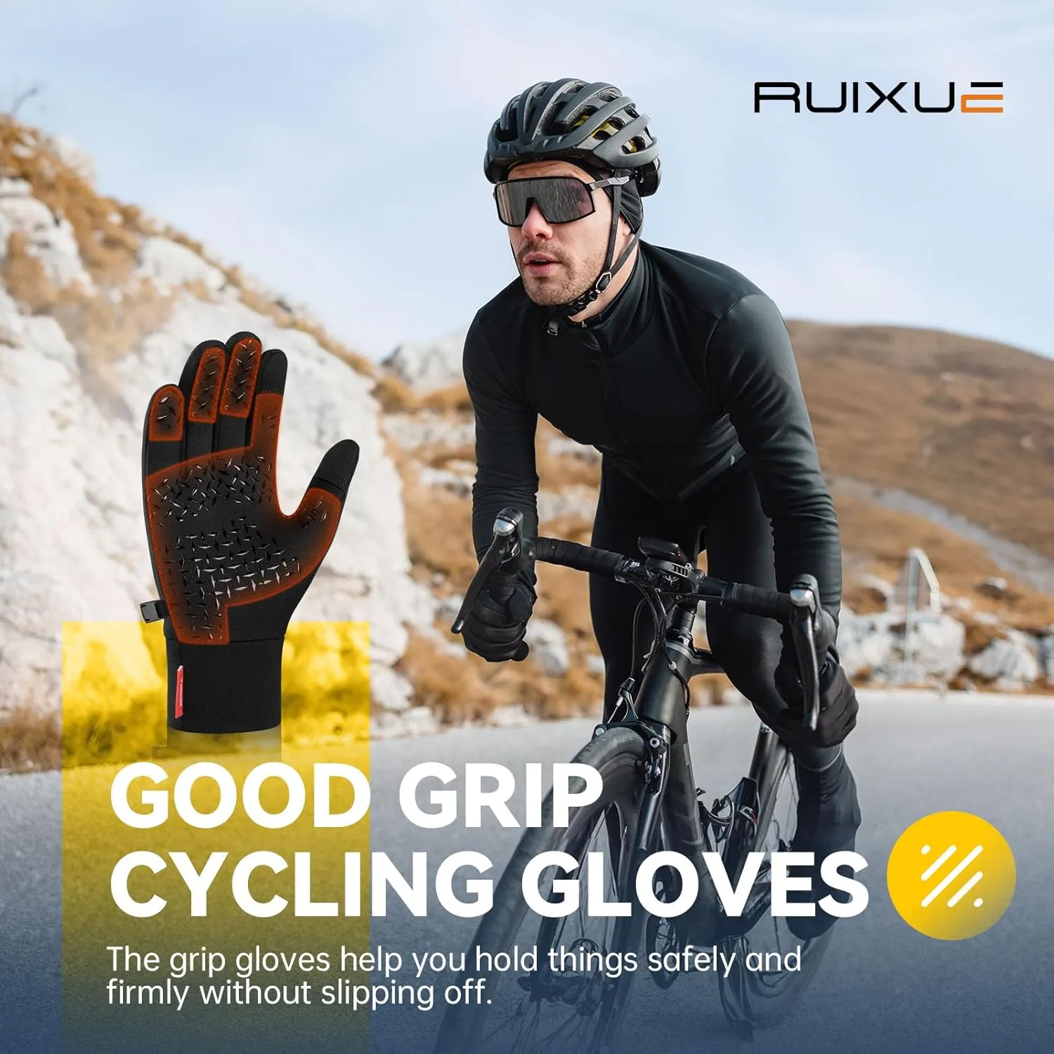 Thermal Gloves for Men & Women - Windproof, Anti-Slip, Lightweight, Warm, Soft, Stretchy, Touch Screen, Splash-Proof Snow Gloves for Driving, Riding, Cycling, Hiking, Walking