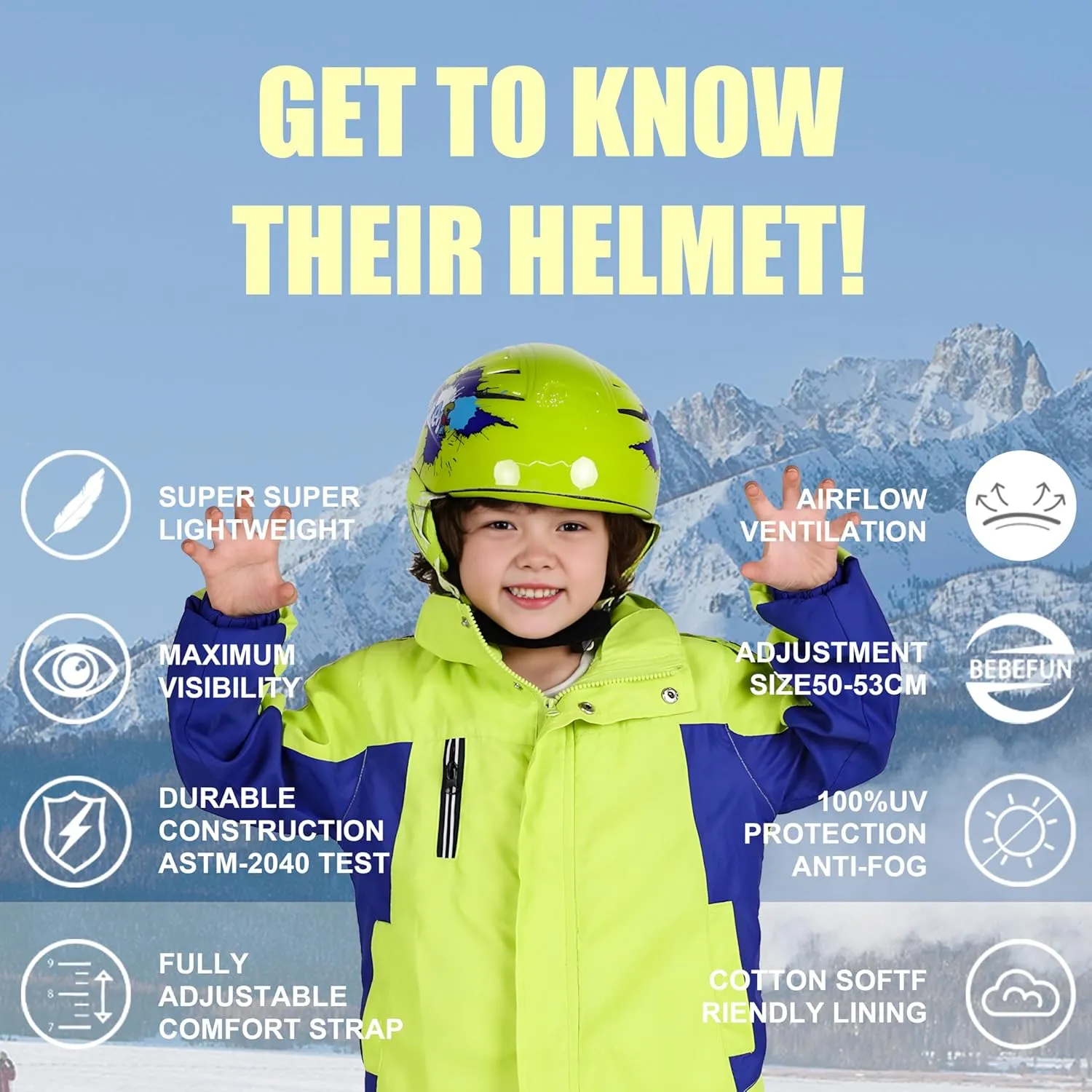 Toddler & Kids Ski Helmet Combo Pack with Googles - Lightweight, Small Size, Ages 2-6, ASTM Certified