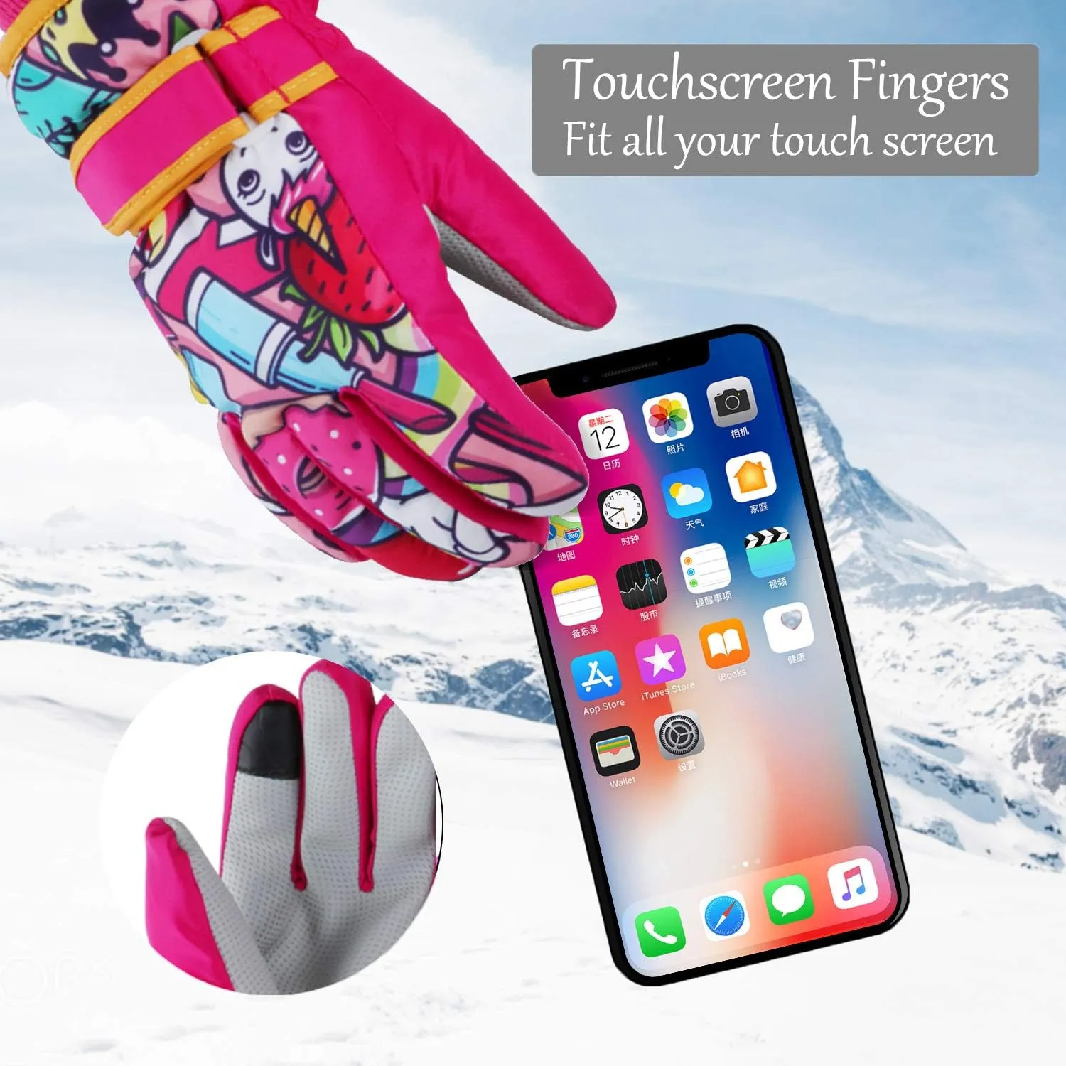 Toddler Women Mens Snow Gloves Kids Waterproof Winter Warm Thermal Ski Snowboard Ladies Glove