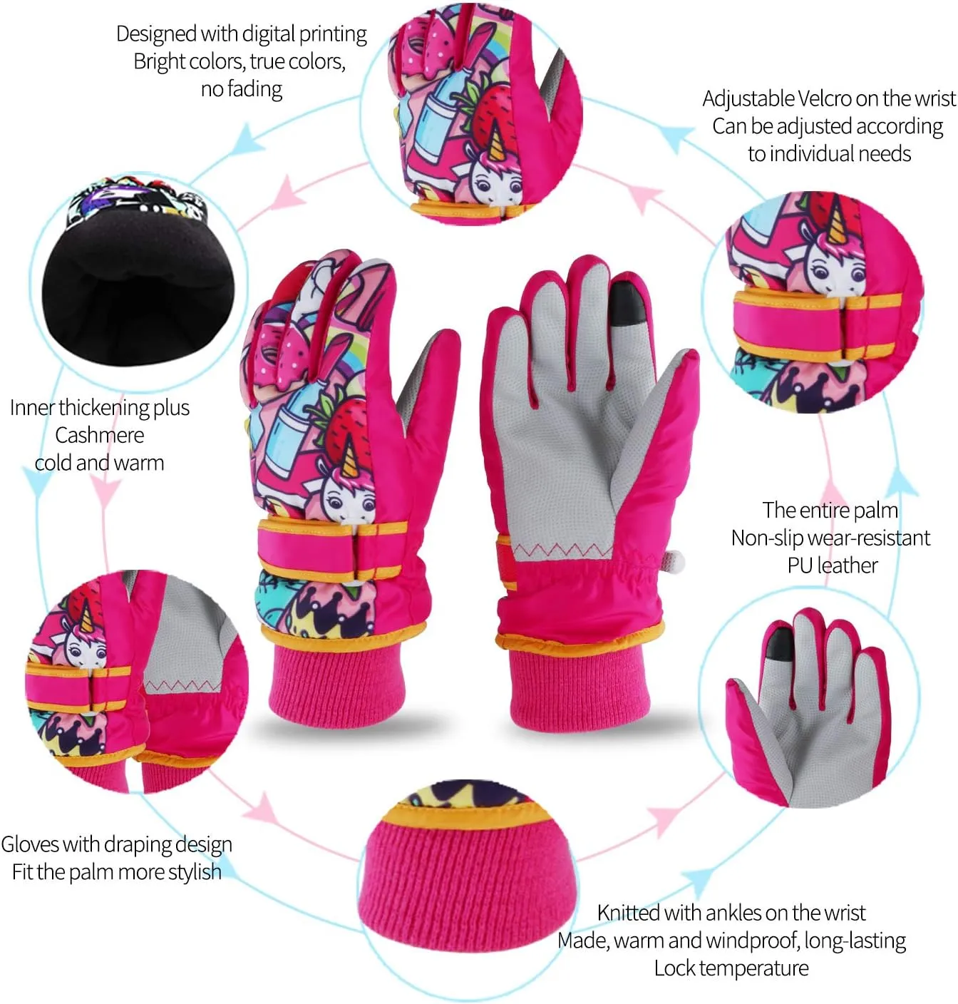 Toddler Women Mens Snow Gloves Kids Waterproof Winter Warm Thermal Ski Snowboard Ladies Glove