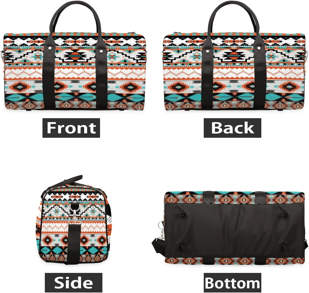 Travel Duffel Bag for Women Men Aztec Western Ethnic Geometry Sport Gym Tote Bag Lightweight Weekender Overnight Bag Workout Bag Waterproof Foldable Carry on Luggage Handbag for Traveling Yoge