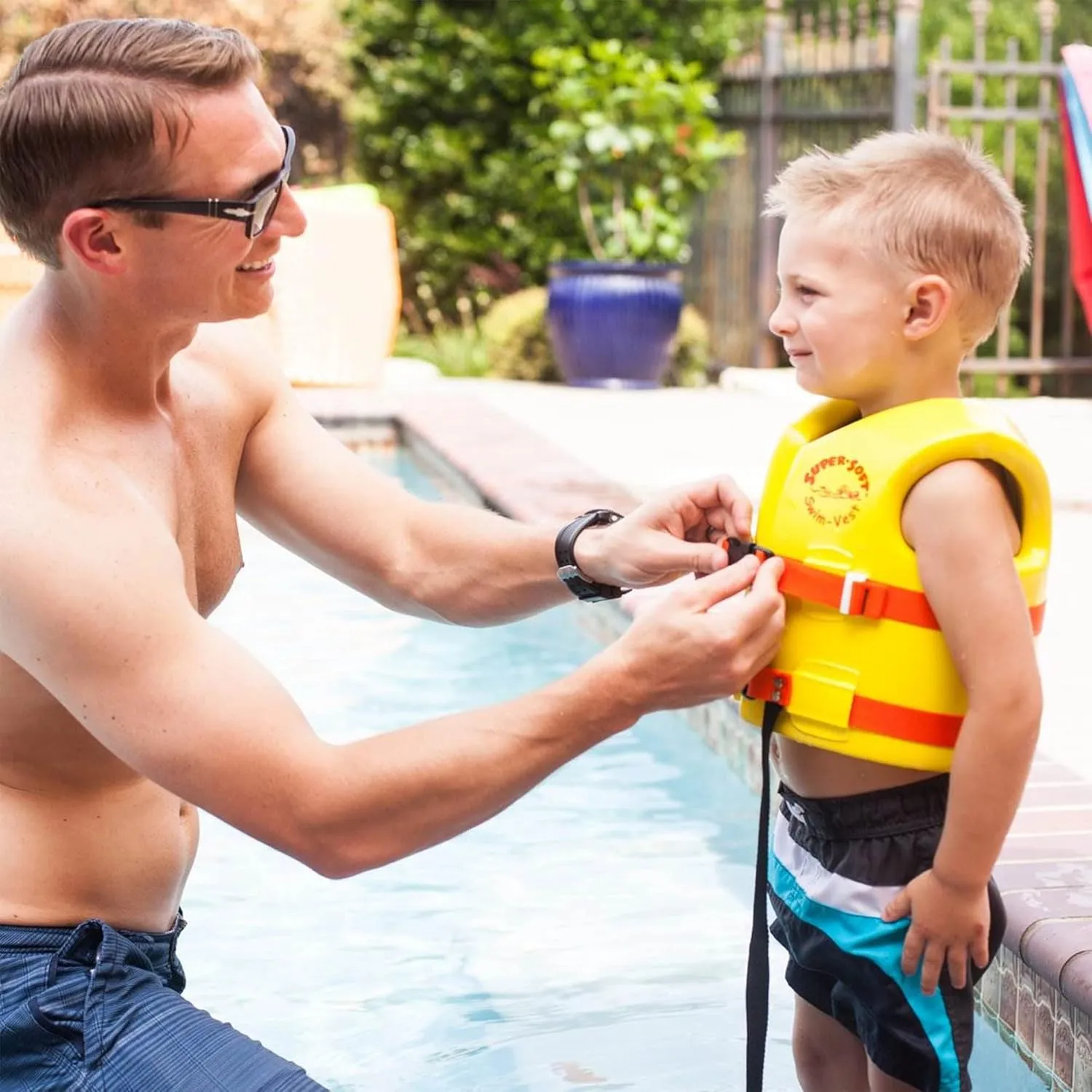 TRC Recreation Super Soft Child Size X Small Life Jacket USCG Approved Vinyl Coated Foam Swim Vest for Kids Swimming Pool and Beach Gear, Marina Blue