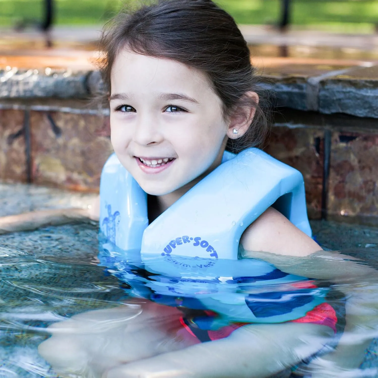 TRC Recreation Super Soft Child Size X Small Life Jacket USCG Approved Vinyl Coated Foam Swim Vest for Kids Swimming Pool and Beach Gear, Marina Blue
