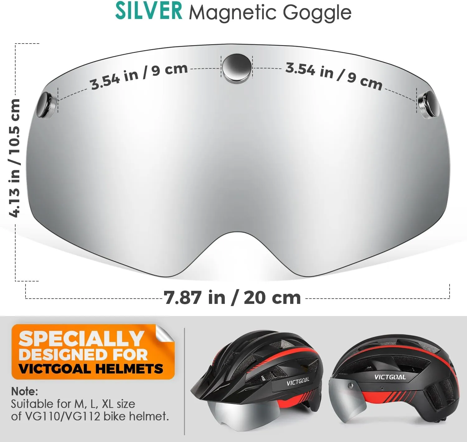 VICTGOAL Detachable Magnetic Bike Helmet Goggles Visor Especially Deisgned for VG110/VG112 Bicycle Helmet