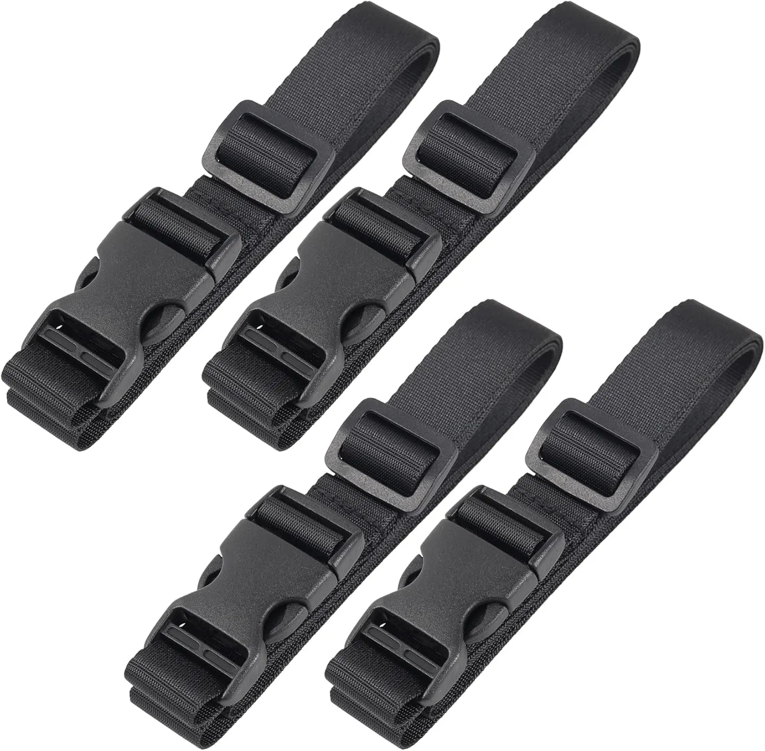 Vigorport Utility Straps with Quick Release Buckle,Nylon Backpack Accessory Sleeping Bag Strap,1"*48" Adjustable for Hiking,Travel,Outdoor Sports-4 Pack(Black)