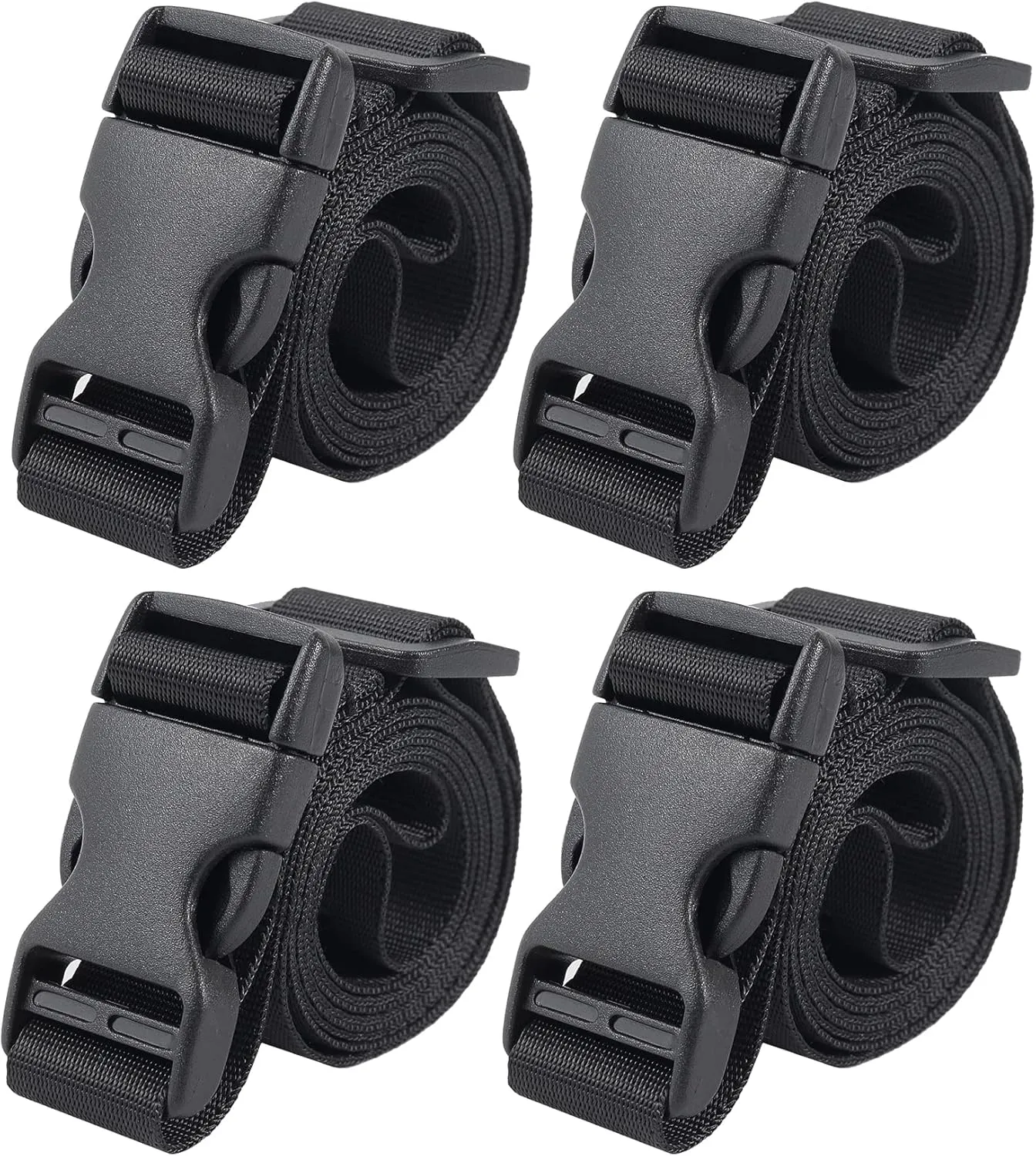 Vigorport Utility Straps with Quick Release Buckle,Nylon Backpack Accessory Sleeping Bag Strap,1"*48" Adjustable for Hiking,Travel,Outdoor Sports-4 Pack(Black)