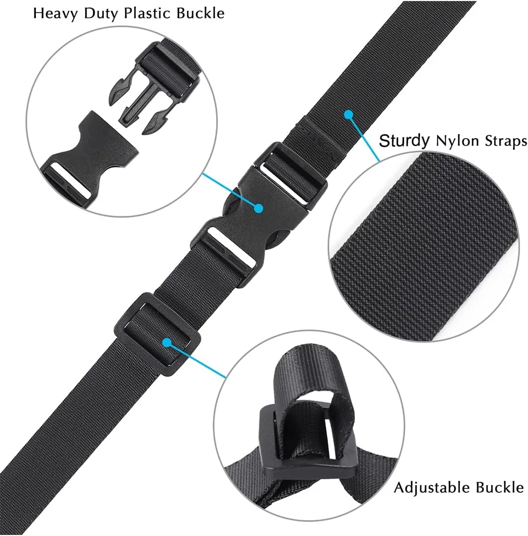 Vigorport Utility Straps with Quick Release Buckle,Nylon Backpack Accessory Sleeping Bag Strap,1"*48" Adjustable for Hiking,Travel,Outdoor Sports-4 Pack(Black)