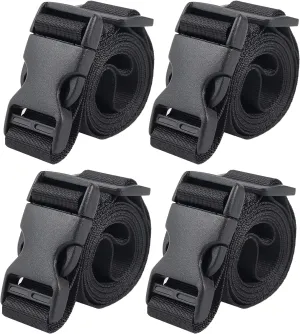 Vigorport Utility Straps with Quick Release Buckle,Nylon Backpack Accessory Sleeping Bag Strap,1"*48" Adjustable for Hiking,Travel,Outdoor Sports-4 Pack(Black)
