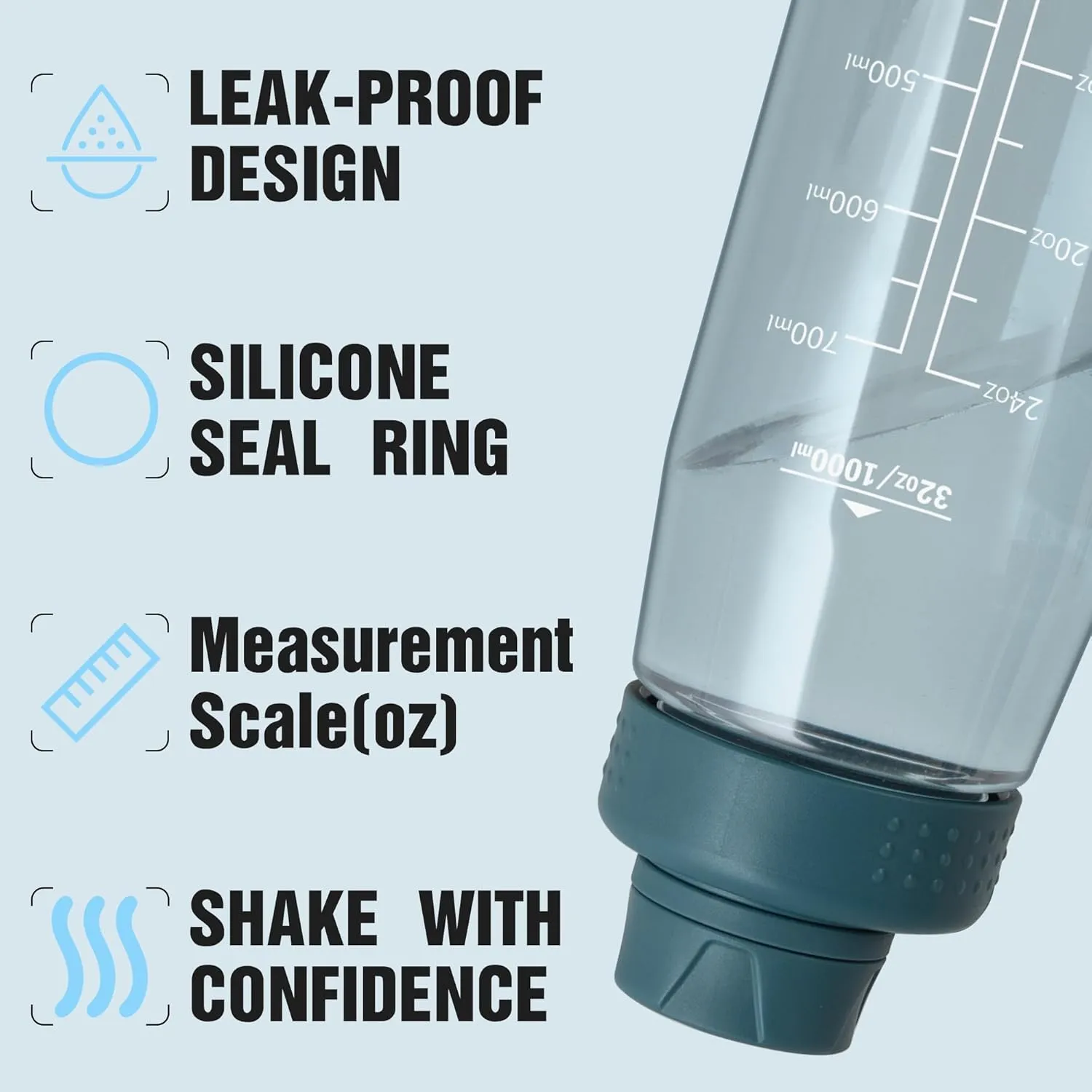 Water Bottle 32oz, clear water bottle with Chug Lid and Carry Handle, Reusable, Tritan, BPA Free, Hiking Water Bottle Suitable for Travel, Outdoors, Gym, Travel, Home, School (Dark blue)