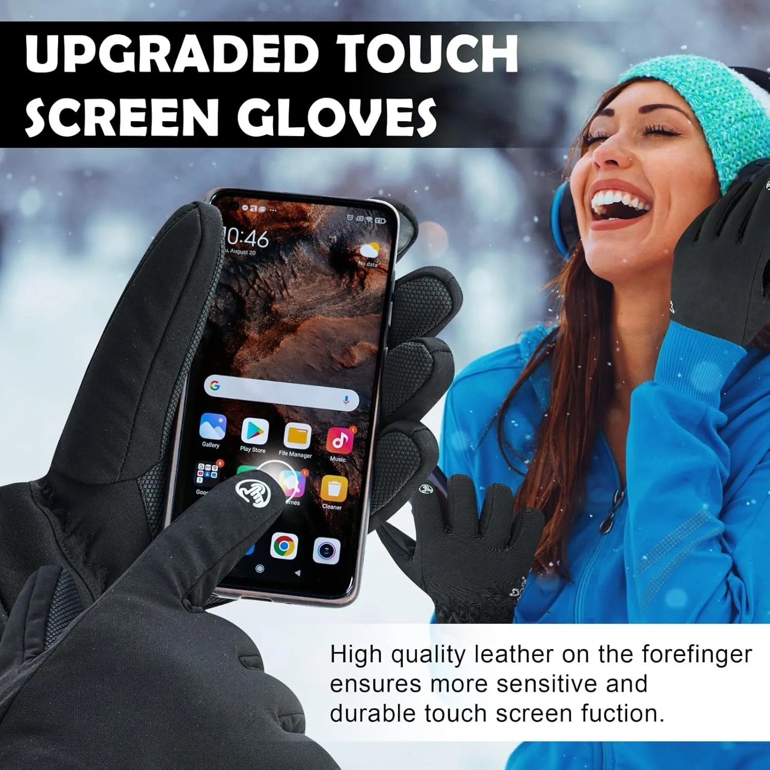 Waterproof Winter Gloves for Men & Women,Windproof, Warm Ski Gloves, Touchscreen, Anti-Slip Grip Gloves for Cycling, Snowboarding, Hiking, Running, Driving and Outdoor Sports