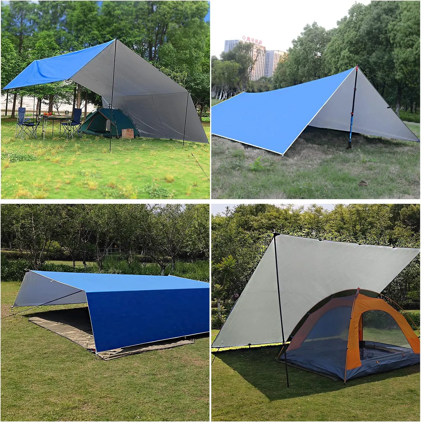Wind Tour Portable Multifunctional Tent Footprint Traveling Awning Backpacking Rain Fly Tarp Waterproof Shelter Outdoor Camping Sun Shelter for Hiking, Beach (177177 in)