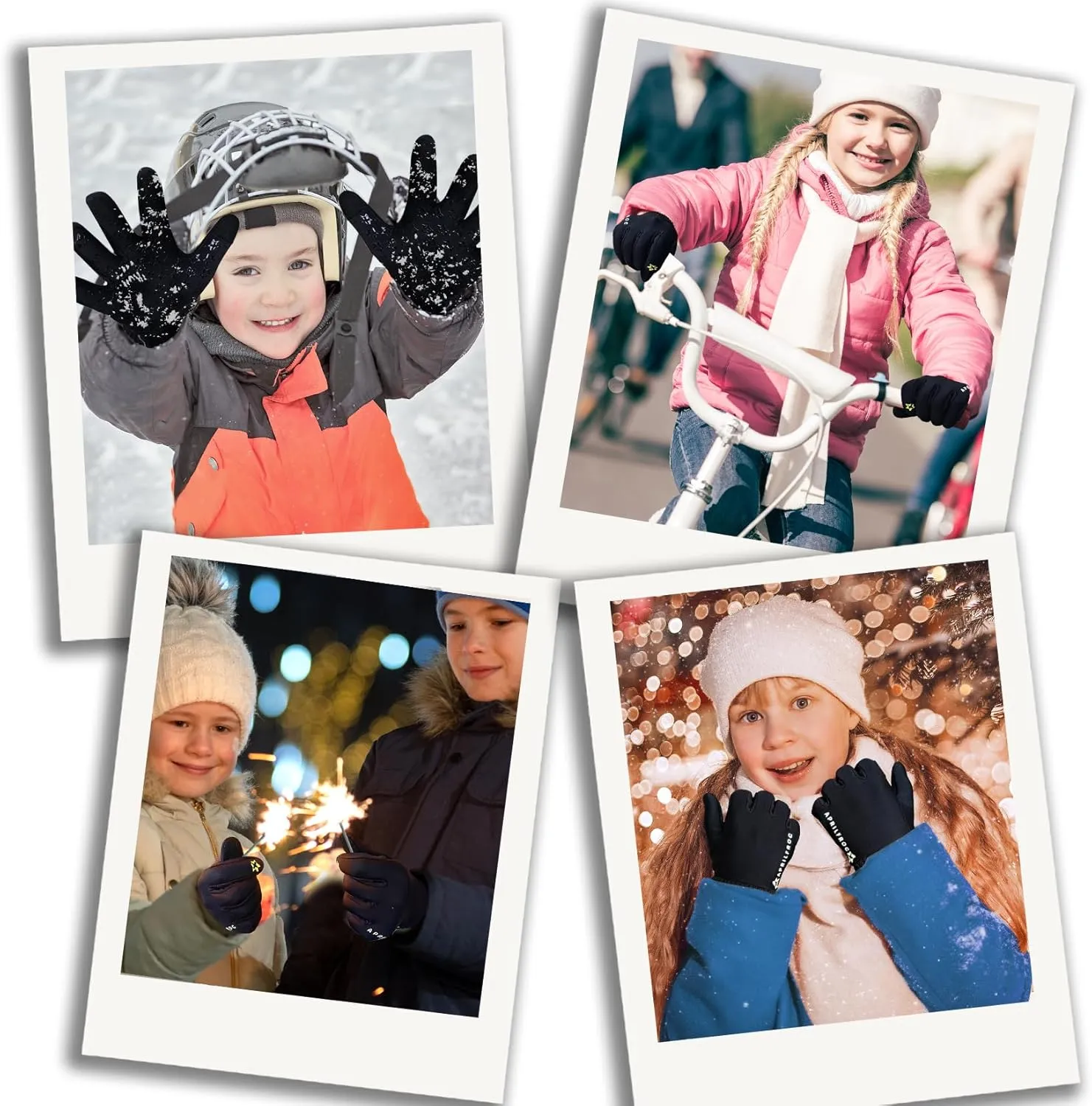 Winter Kids Warm Sports Gloves: Cold Weather Water Resistant Touchscreen Fleece Soft Lining Children Mittens for Boys Girls 6-14 Years