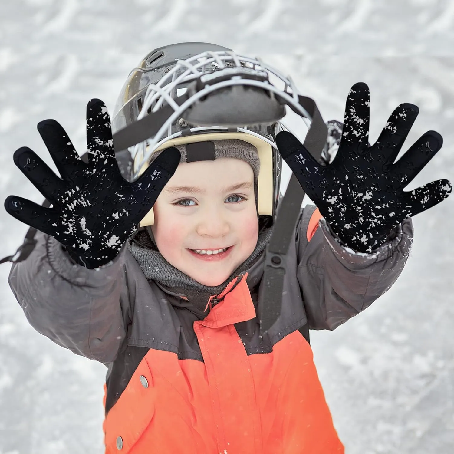 Winter Kids Warm Sports Gloves: Cold Weather Water Resistant Touchscreen Fleece Soft Lining Children Mittens for Boys Girls 6-14 Years