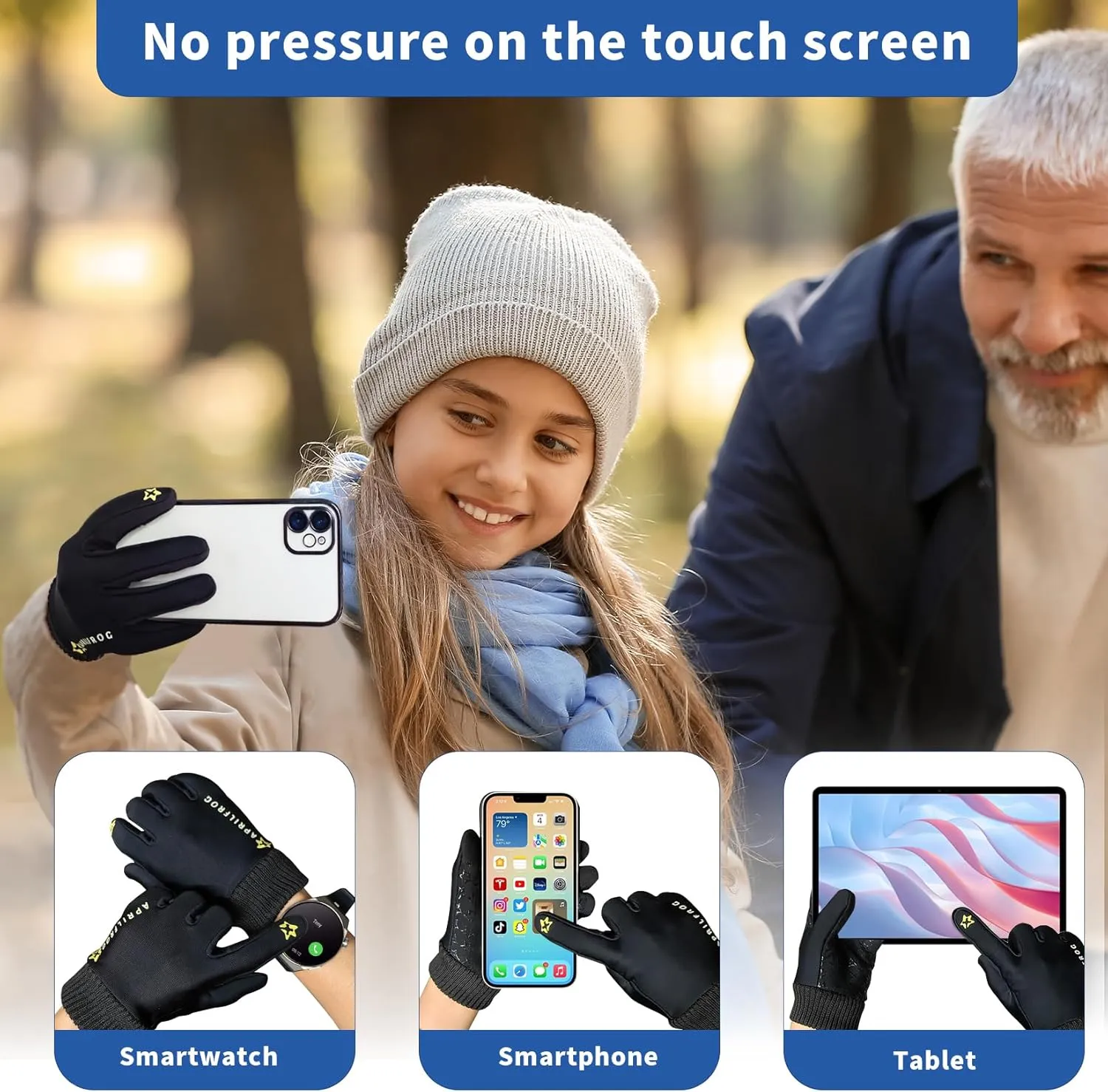 Winter Kids Warm Sports Gloves: Cold Weather Water Resistant Touchscreen Fleece Soft Lining Children Mittens for Boys Girls 6-14 Years