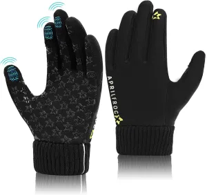 Winter Kids Warm Sports Gloves: Cold Weather Water Resistant Touchscreen Fleece Soft Lining Children Mittens for Boys Girls 6-14 Years