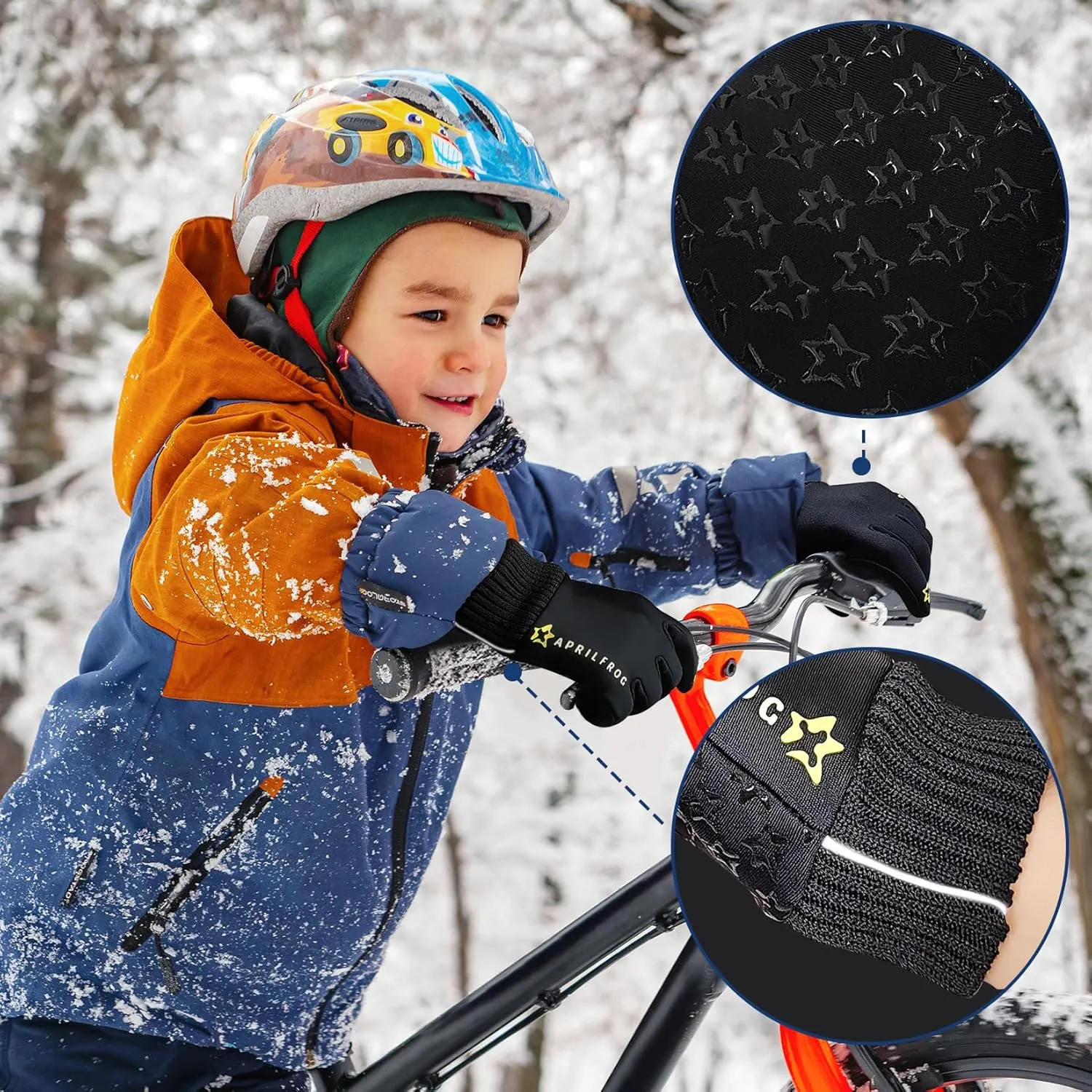 Winter Kids Warm Sports Gloves: Cold Weather Water Resistant Touchscreen Fleece Soft Lining Children Mittens for Boys Girls 6-14 Years
