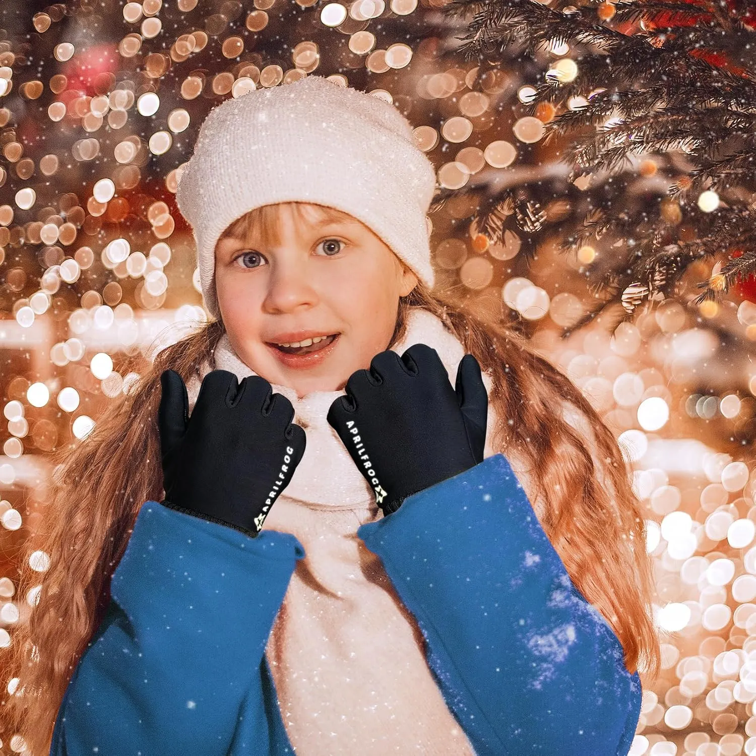 Winter Kids Warm Sports Gloves: Cold Weather Water Resistant Touchscreen Fleece Soft Lining Children Mittens for Boys Girls 6-14 Years