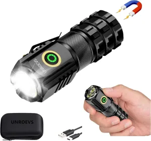 XC06 Mini Flashlight Rechargeable,Pocket Flashlight with Magnet,Super Bright Small Compact Flashlight,5 Modes EDC Flashlight for Camping,Emergency. (1, Black)