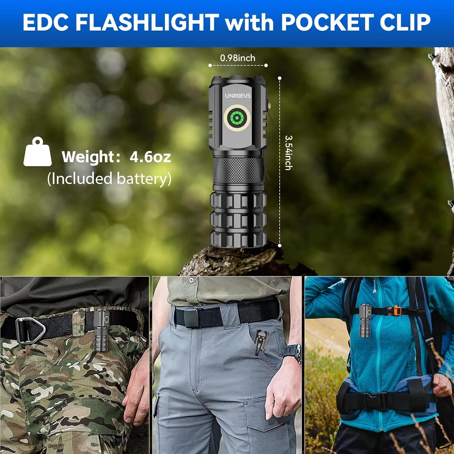 XC06 Mini Flashlight Rechargeable,Pocket Flashlight with Magnet,Super Bright Small Compact Flashlight,5 Modes EDC Flashlight for Camping,Emergency. (1, Black)