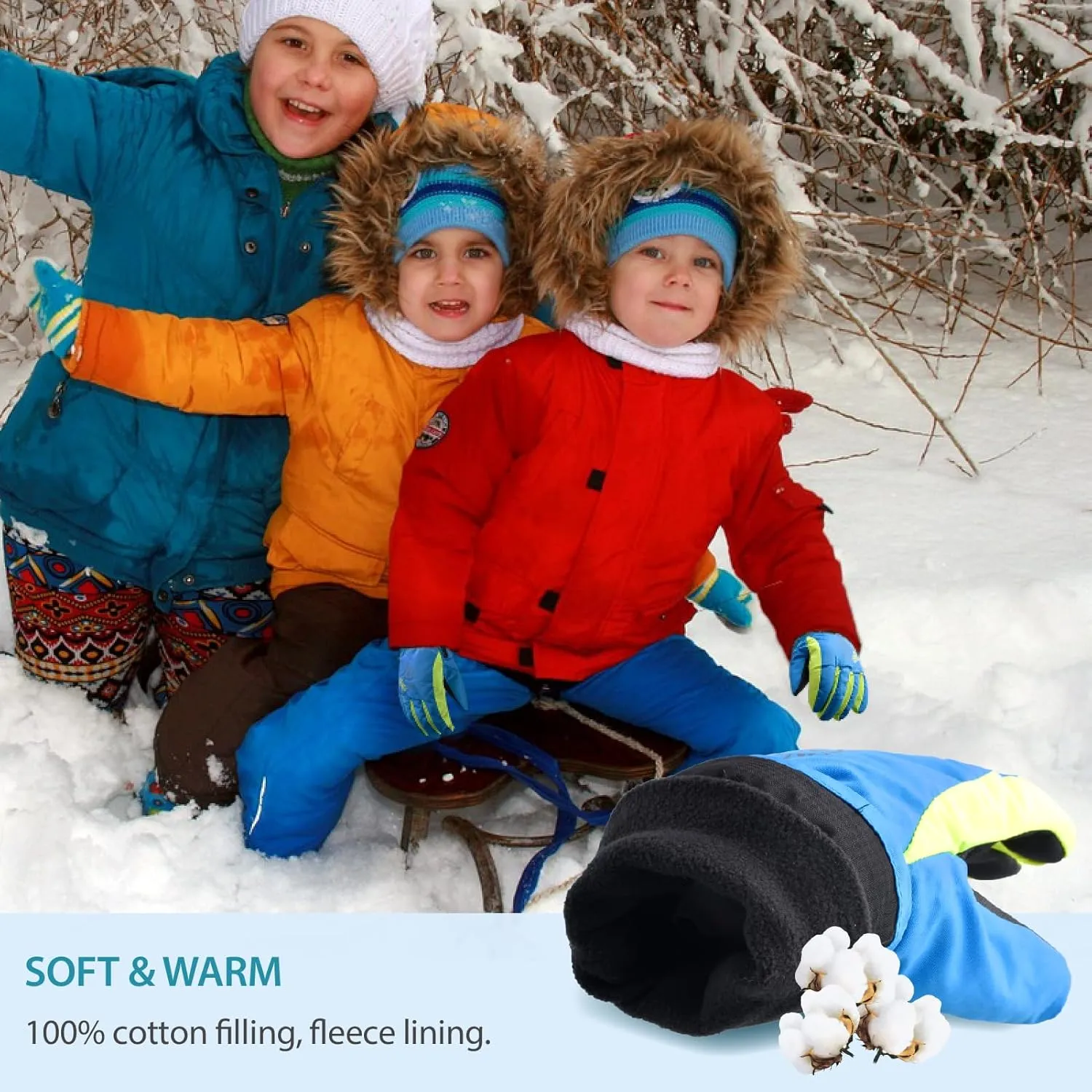 YAPJEB Kids Winter Warm Gloves Ski Gloves Windproof Outdoor Sports Gloves for Boys Girls Skating Snowboarding Hiking