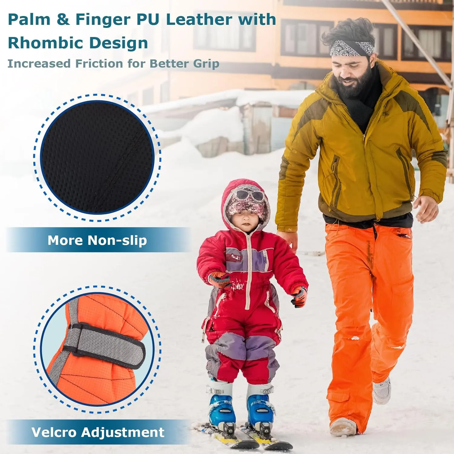 YAPJEB Kids Winter Warm Gloves Ski Gloves Windproof Outdoor Sports Gloves for Boys Girls Skating Snowboarding Hiking