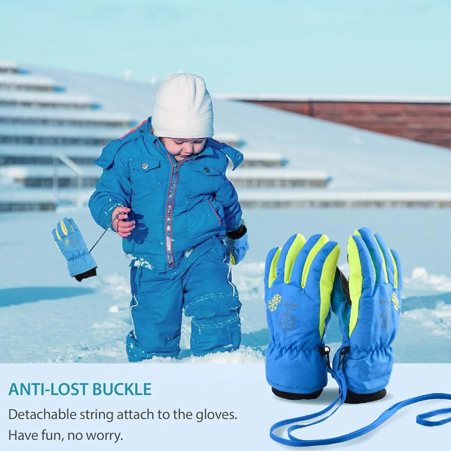 YAPJEB Kids Winter Warm Gloves Ski Gloves Windproof Outdoor Sports Gloves for Boys Girls Skating Snowboarding Hiking
