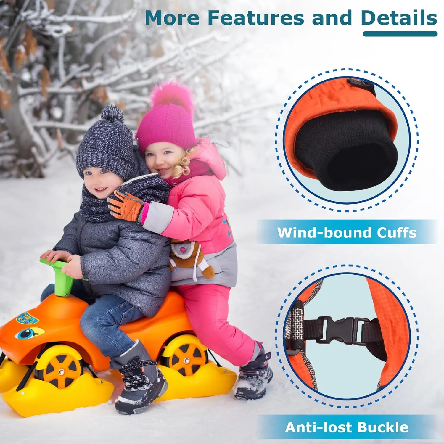 YAPJEB Kids Winter Warm Gloves Ski Gloves Windproof Outdoor Sports Gloves for Boys Girls Skating Snowboarding Hiking