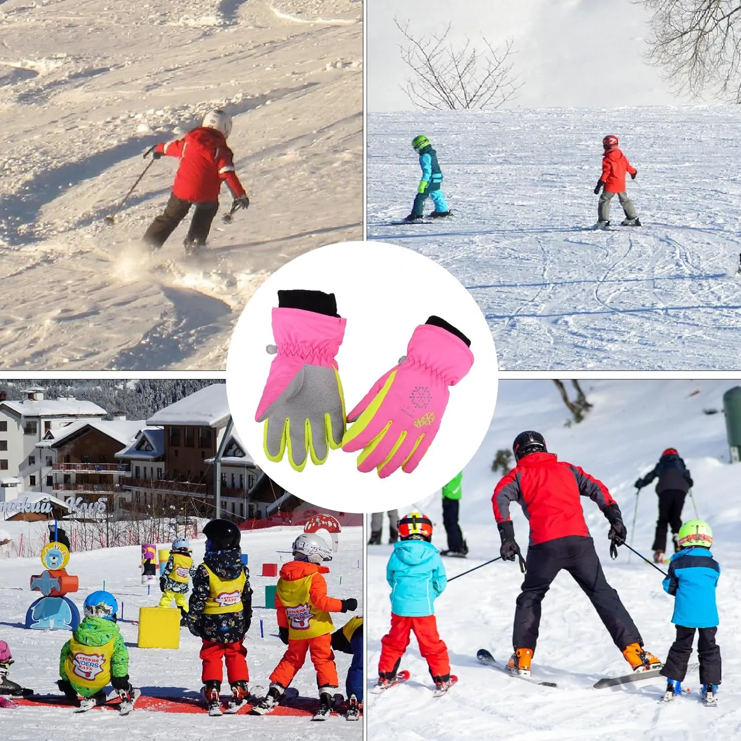 YAPJEB Kids Winter Warm Gloves Ski Gloves Windproof Outdoor Sports Gloves for Boys Girls Skating Snowboarding Hiking