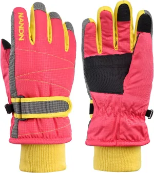 YAPJEB Kids Winter Warm Gloves Ski Gloves Windproof Outdoor Sports Gloves for Boys Girls Skating Snowboarding Hiking