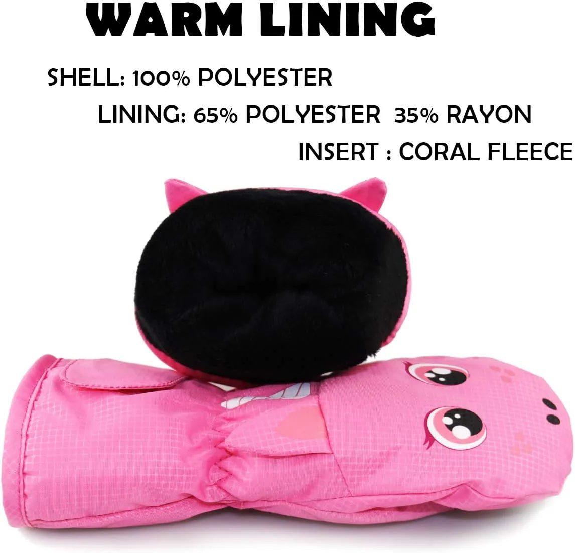 YR.Lover Children Ski Gloves Winter Warm Outdoor Riding Thickening Gloves(2-4Y)