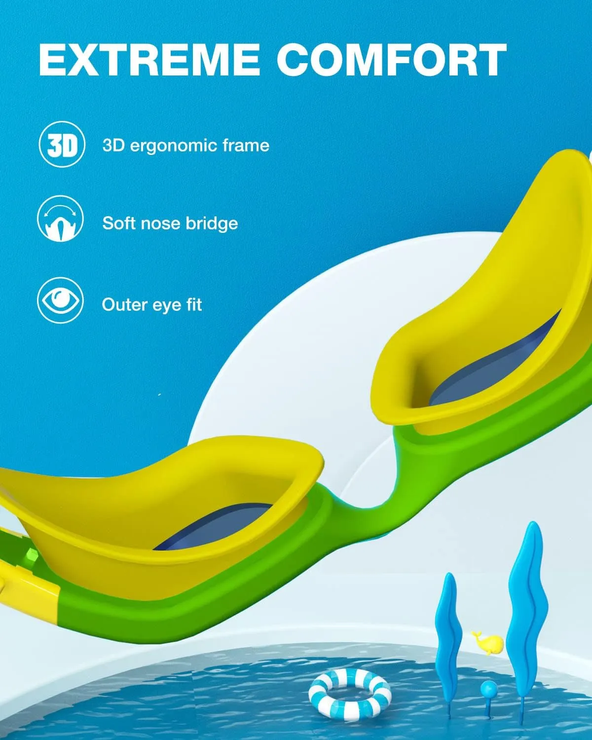 ZIONOR Kids Swim Goggles, 2 Packs G1MINI Polarized Swimming Goggles Girls/Boys