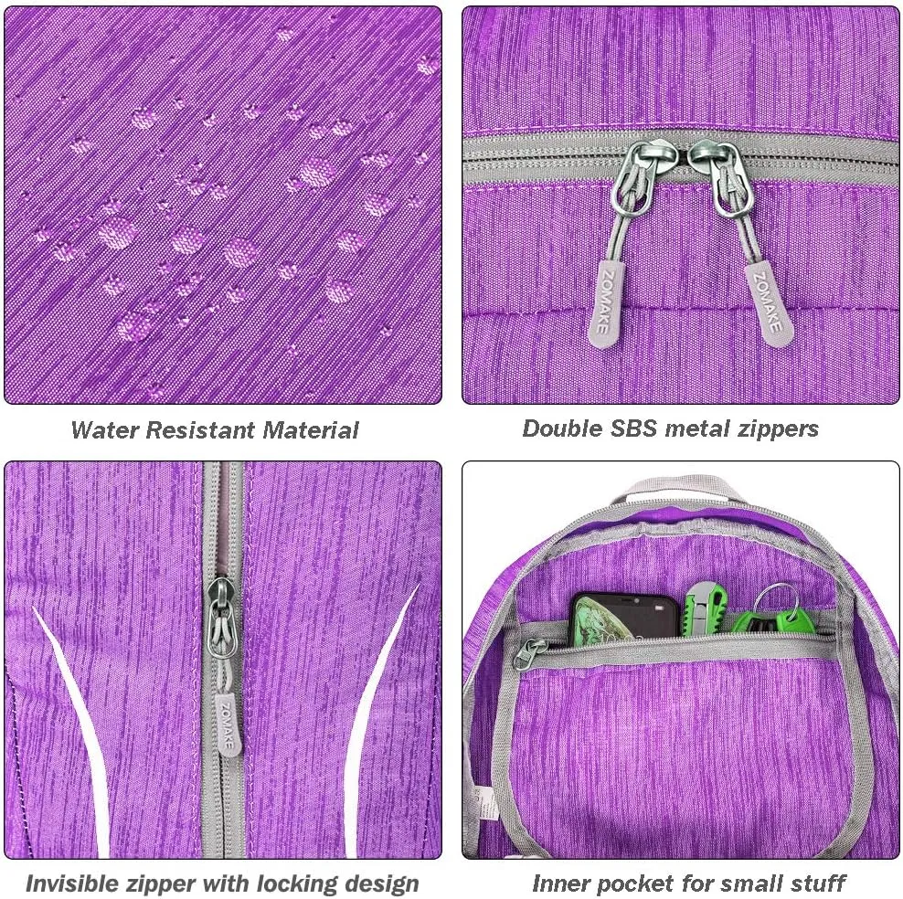ZOMAKE 25L Ultra Lightweight Packable Backpack, Foldable Hiking Backpacks Water Resistant Small Folding Daypack for Travel(Purple)